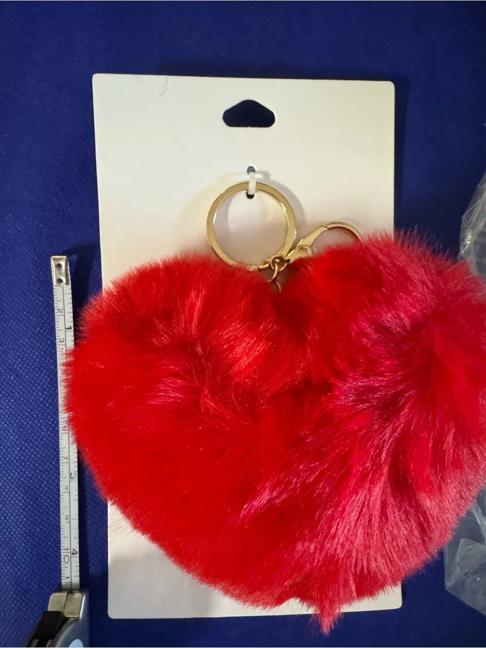 I ❤️ You Forever 21 Bright Red Heart shaped Fuzzy Pom Keychain Bag charm - NWT